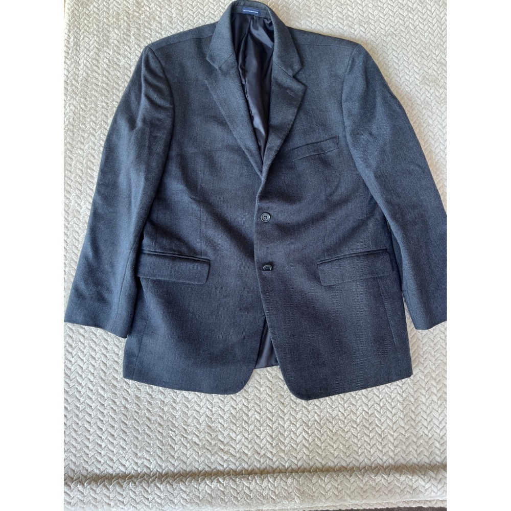 Stafford Essentials Mens 42R Wool Blazer Charcoal Gray Sport Coat
